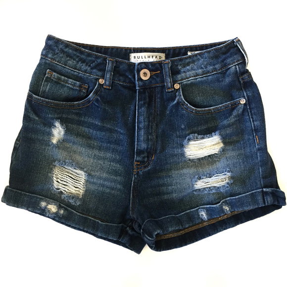 Bullhead Pants - Bullhead Cut Off Distressed High Waist Mom Shorts